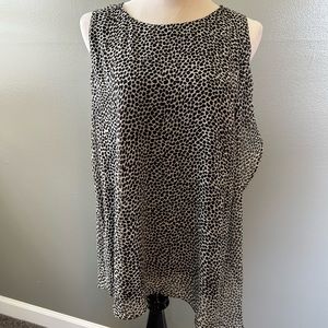 Lane‎ Bryant blouse double layered flowery top  black and white animal print